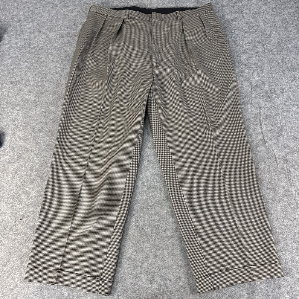 Polo Ralph Lauren Pants Mens 40x29 Wool Houndstooth Pleated Dress Classic USA